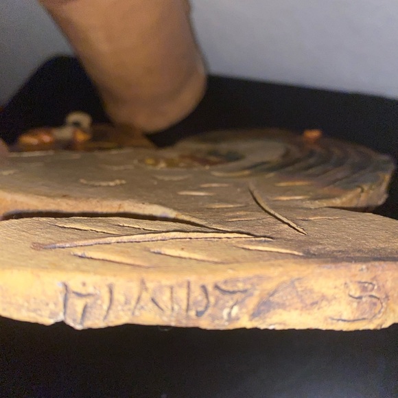 Vintage Stoneware Folk Art Rustic 11 1/2”Hanging Rooster and 7”Utensil Holder - Picture 13 of 14